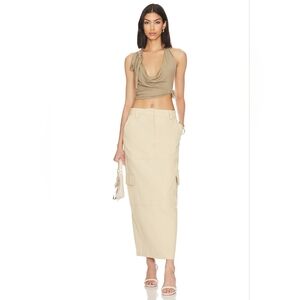 12. NWOT BY.DYLN LAIKON CARGO MAXI SKIRT IN SAND